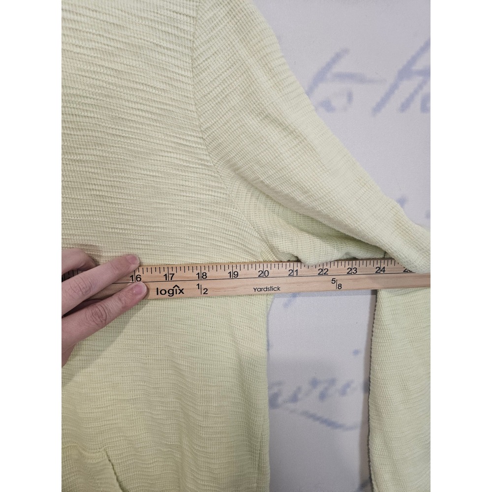 J. Jill Womens M Pale Yellow Waffle Knit Cotton Long Sleeve Hoodie Pullover Top - Picture 7 of 9